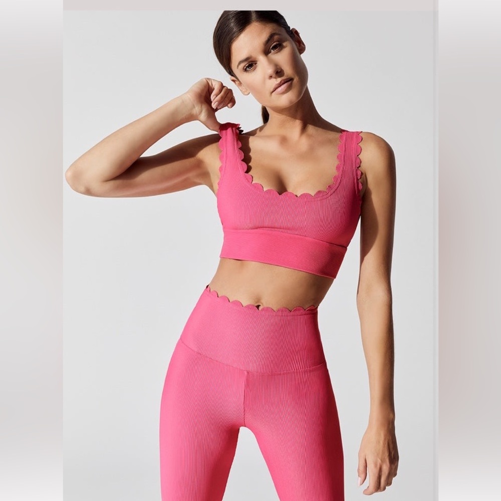 Beach Riot Scallop Set In Raspberry Ribbed Pink Small